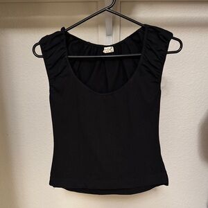 Free People Black Ruched Shoulder Top